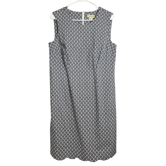 Appleseed's Dresses & Skirts - Appleseed’s Scallop Trim Sleeveless Dress White Navy Blue Floral size 10